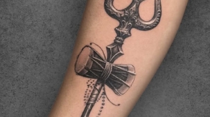 Lord Shiva's Symbols Tattoo | Black & Gray Forearm Piece