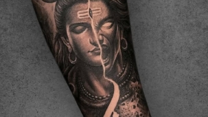 Lord Shiva Tattoo | Black & Gray Realism Forearm Sleeve | Pune Tattoo Artist