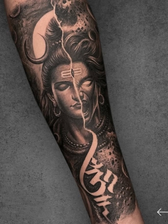 Lord Shiva Tattoo | Black & Gray Realism Forearm Sleeve | Pune Tattoo Artist